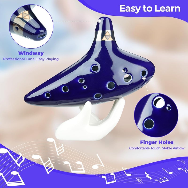 Ohuhu Zelda Ocarina with Song Book - 12 Hole Alto C Ceramic Ocarina for Zelda Fans - Image 3