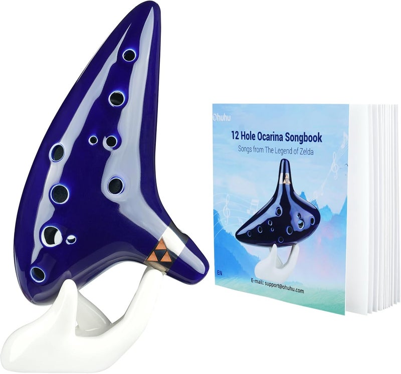 Ohuhu Zelda Ocarina with Song Book - 12 Hole Alto C Ceramic Ocarina for Zelda Fans - Image 1