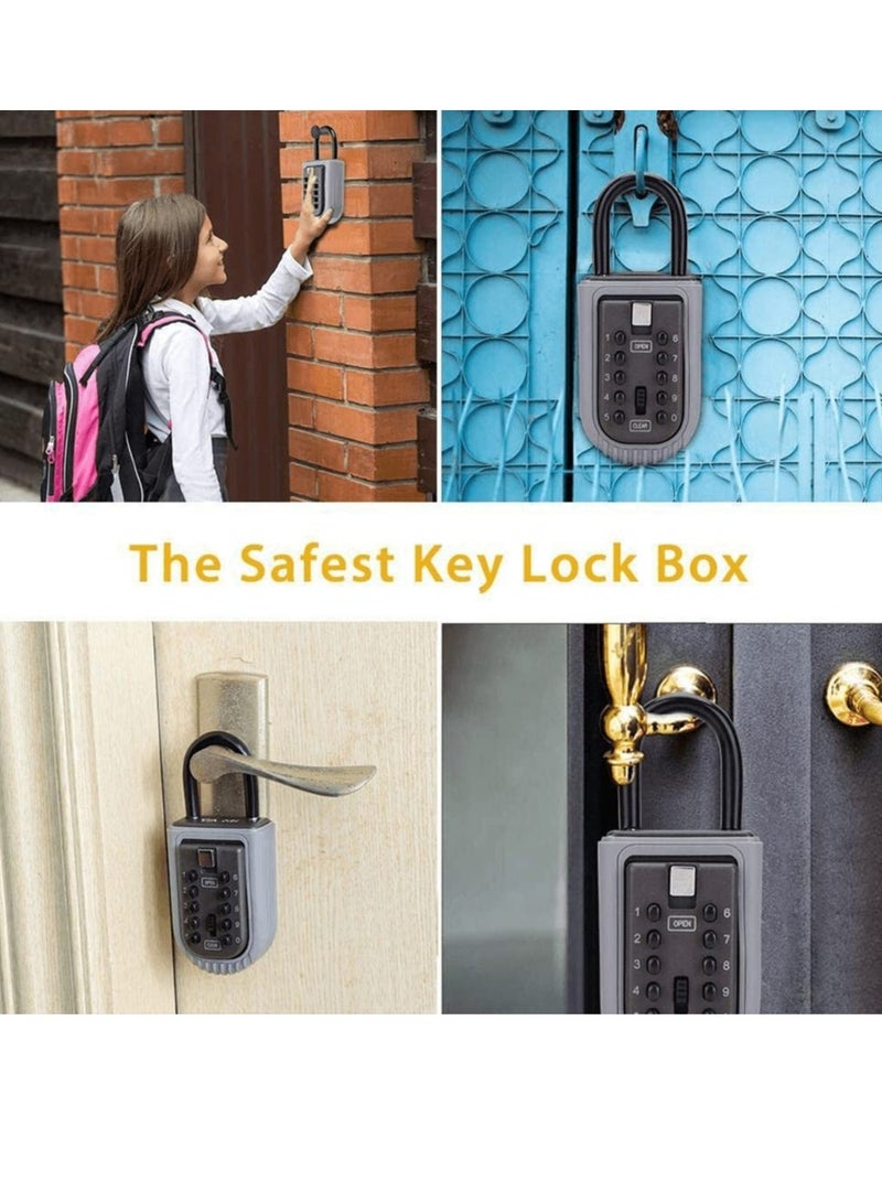 Portable Weatherproof Key Lock Box for Outdoor Use, Removable Shackle, Combination Lock for Home Office Garage School Airbnb Sharing