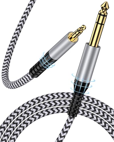 AILKIN 6.35mm to 3.5mm Audio Cable, Braided 1/4" TRS Male to 1/8" Male Adapter Cord, 6.6FT Bidirectional Stereo Aux for iPhone Electric Guitar Headphone Speaker Piano Amplifier Home Theater Mixing Console - Image 1