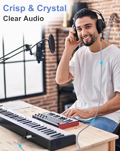 AILKIN 6.35mm to 3.5mm Audio Cable, Braided 1/4" TRS Male to 1/8" Male Adapter Cord, 6.6FT Bidirectional Stereo Aux for iPhone Electric Guitar Headphone Speaker Piano Amplifier Home Theater Mixing Console - Image 5