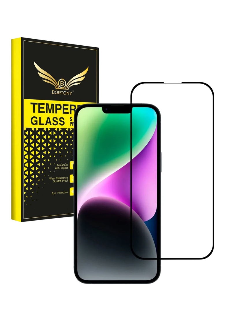 BORTONY Screen Protector For 14/13/13 Pro [6.1 Inch] Compatible with iPhone 14/13/13 Pro Full Coverage 9D Tempered Glass Film For Apple iPhone 14/13/13 Pro Clear/Black - Image 1