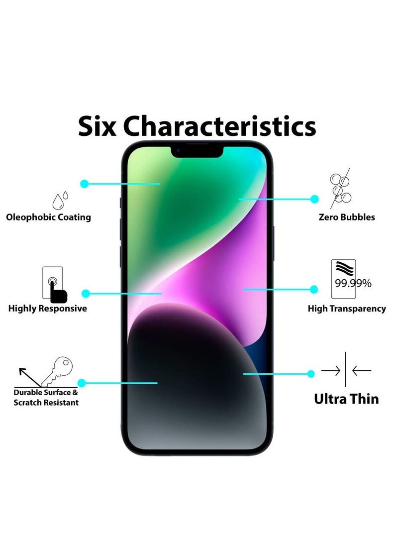 BORTONY Screen Protector For 14/13/13 Pro [6.1 Inch] Compatible with iPhone 14/13/13 Pro Full Coverage 9D Tempered Glass Film For Apple iPhone 14/13/13 Pro Clear/Black - Image 3