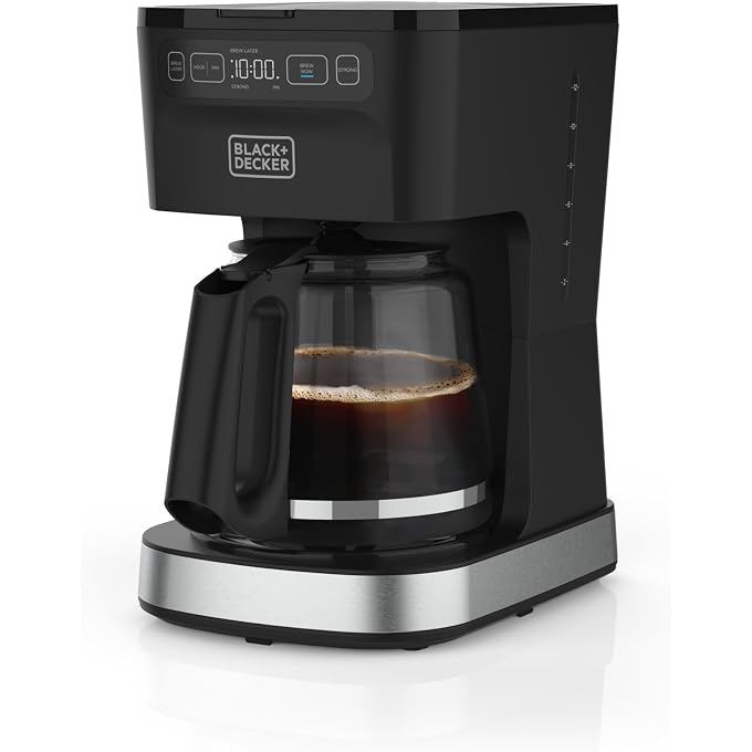 BLACK&DECKER CAFCRAFT 12-Cup Programmable Coffee Maker, Stainless Steel Drip Coffeemaker with Vortex Showerhead, Strength Selector, Sneak-A-Cup, Keep Warm - Image 1
