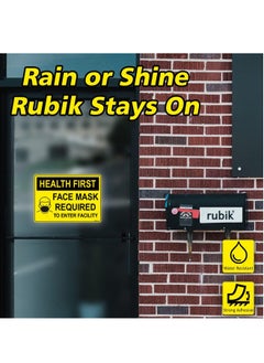 Rubik Large Health First Face Mask Required To Enter Facility Self Adhesive Sticker 30x21cm, Reflective Removable Wear A Face Mask Sign for Shop Restaurant School Office (2pcs)  - Image 2
