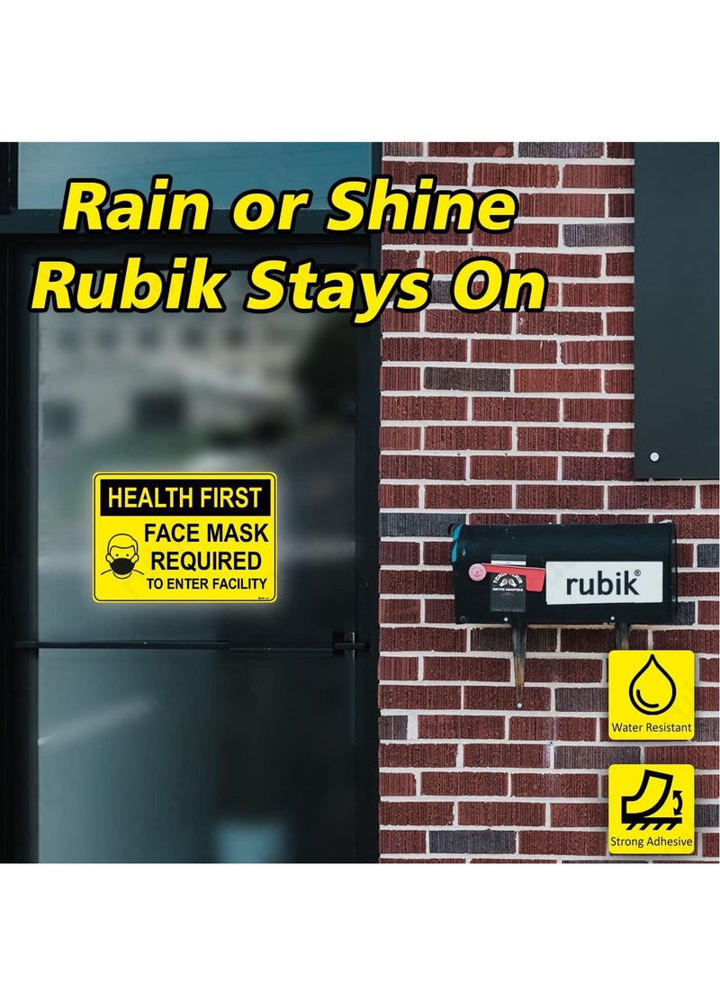 Rubik Large Health First Face Mask Required To Enter Facility Self Adhesive Sticker 30x21cm, Reflective Removable Wear A Face Mask Sign for Shop Restaurant School Office (2pcs)  - Image 2