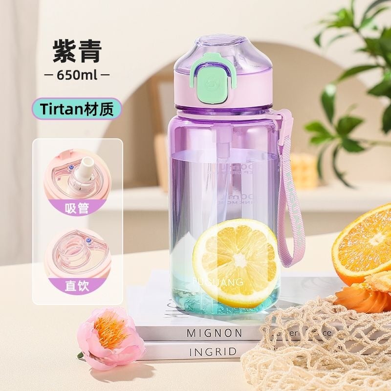 FUGUANG Tritan Summer Water Bottle for Students & Kids, Large Capacity with Straw - Image 1