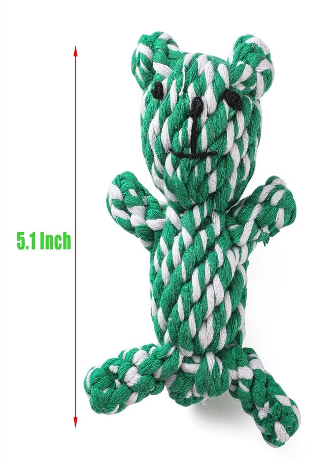 LUCKITTY لعبة حبل للكلاب من لاكيتي - طقم من 3 قطع - تصميم على شكل حلوى، على شكل دب للكلاب والجراء - 7.87، 7.5، و5 بوصات - أحمر وأخضر - Image 5