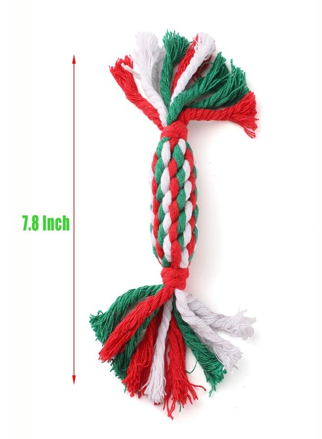 LUCKITTY لعبة حبل للكلاب من لاكيتي - طقم من 3 قطع - تصميم على شكل حلوى، على شكل دب للكلاب والجراء - 7.87، 7.5، و5 بوصات - أحمر وأخضر - Image 4