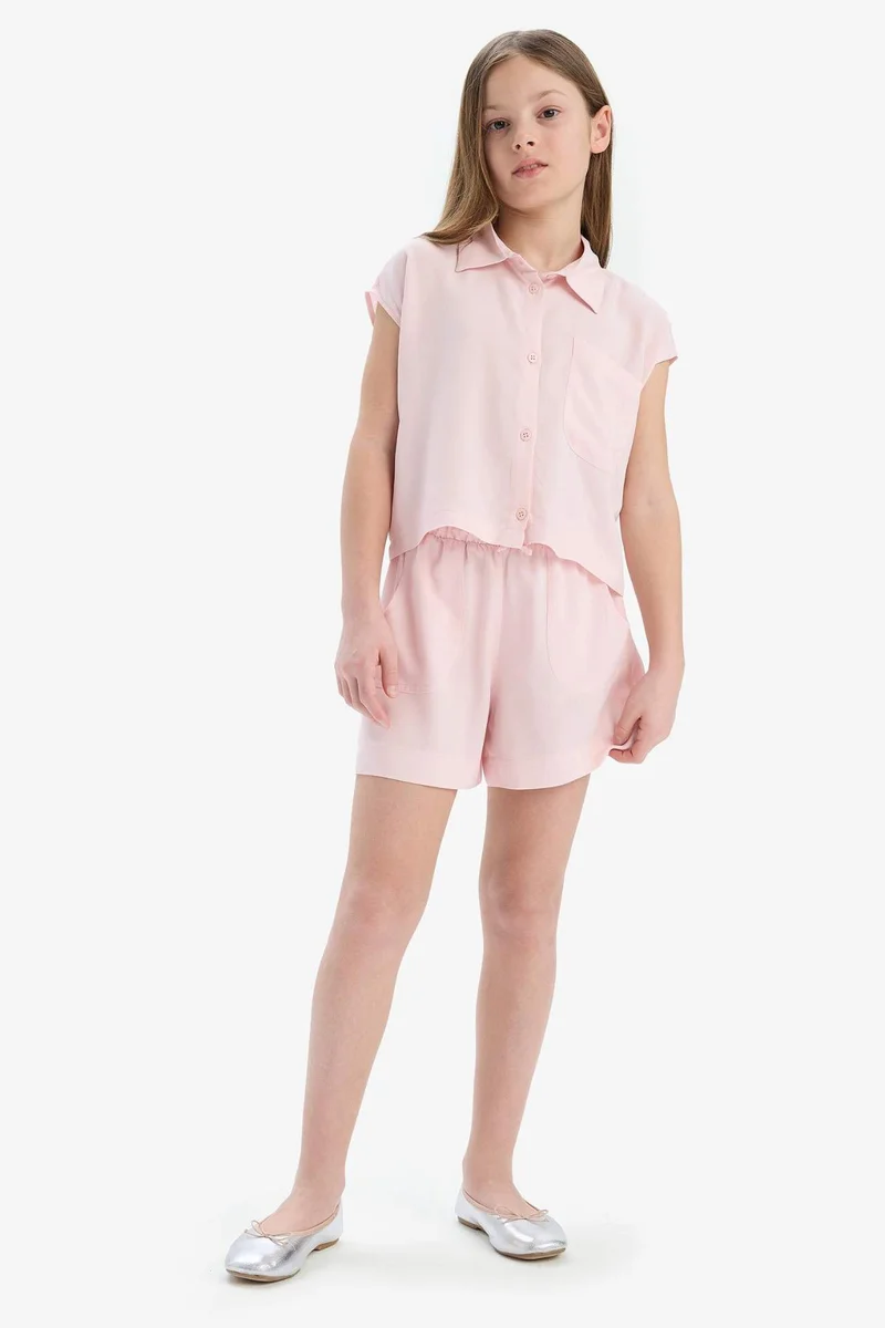 ديفاكتو Girl Elastic Waist Viscose Shorts