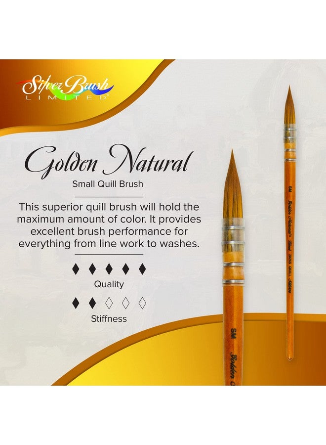 Silver Brush Limited Silver Brush Limited 2025S Golden Natural Quill Brush for Watercolor, Oil, and Acrylic, Size Small, Short Handle - Image 2