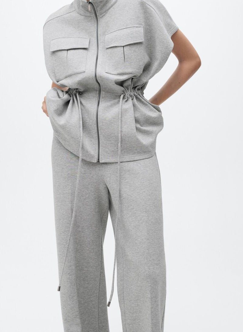 بنطلون مستقيم بخصر مطاطي