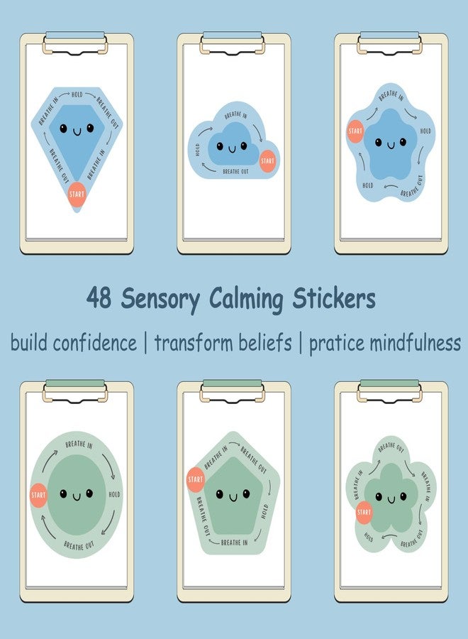 Corbekel 48 Pcs Anxiety Sensory Stickers in 2 Different Texture, Breathing Feature Calm Strips for School Counselor Supplies, Cute Fidget Calming Stickers for Kids, Teens & Adults - Image 3