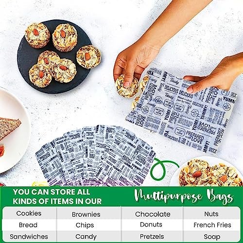 Inditradition Multipurpose Food Wrapping Paper Envelopes, Snack Bags | Pack of 100, White with News Print (Small, 5x8") - Image 3