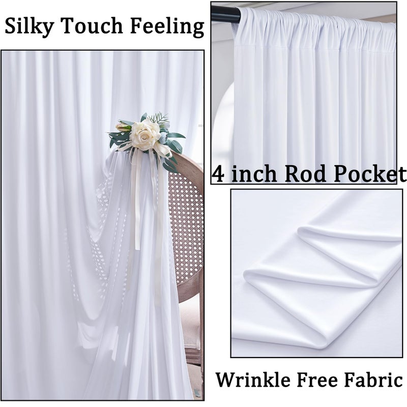 NSSONBEN 50ft×10ft Wrinkle Free White Backdrop Curtain for Parties, 10 Panels 5×10ft Polyester Photo Backdrop Drapes Wedding Back Drop Cloth for Birthday Baby Shower Photography Background Curtains - Image 3