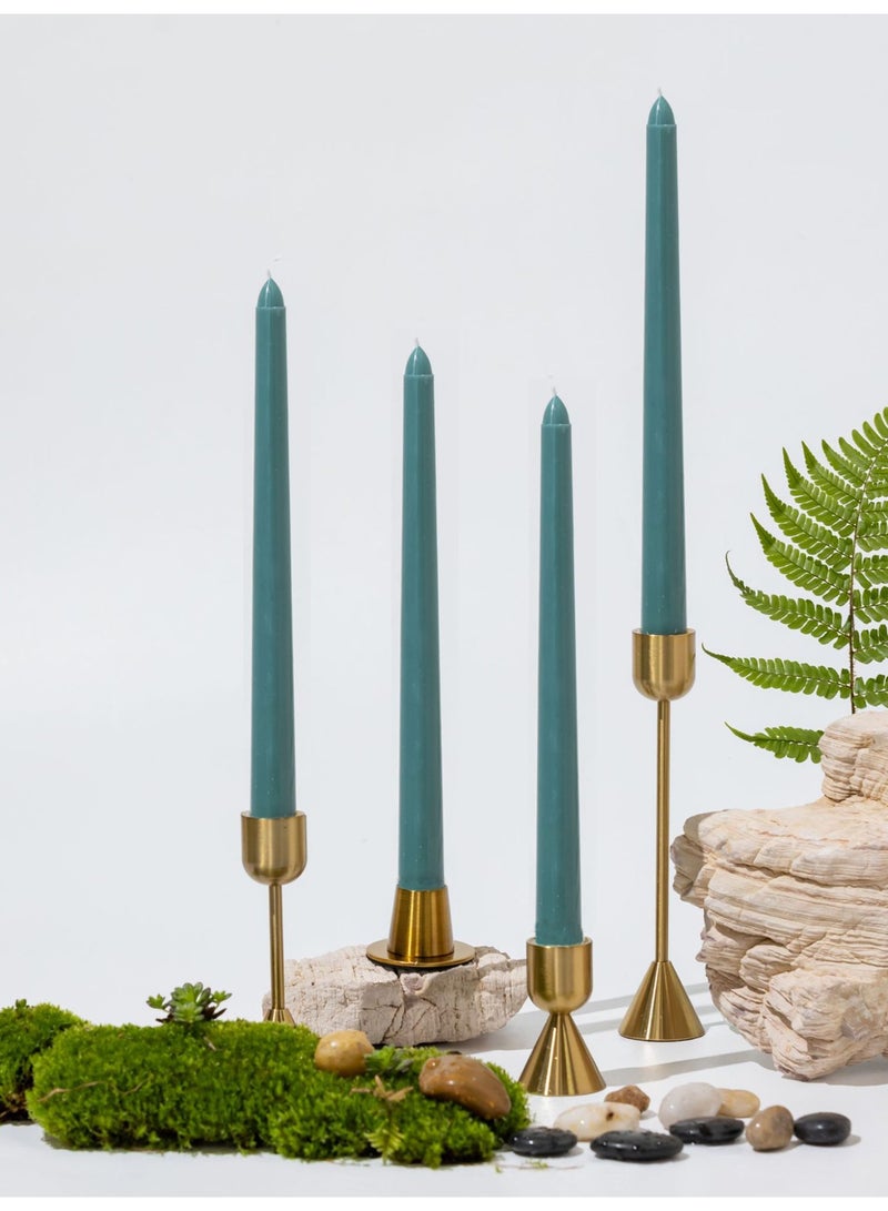 Taper Candles 10 Inch Dark Green Set of 4 Unscented, Dripless, Smokeless Long Tall Tapered Candlesticks Wedding Home Decor Dinner Natural Color Series - Image 3
