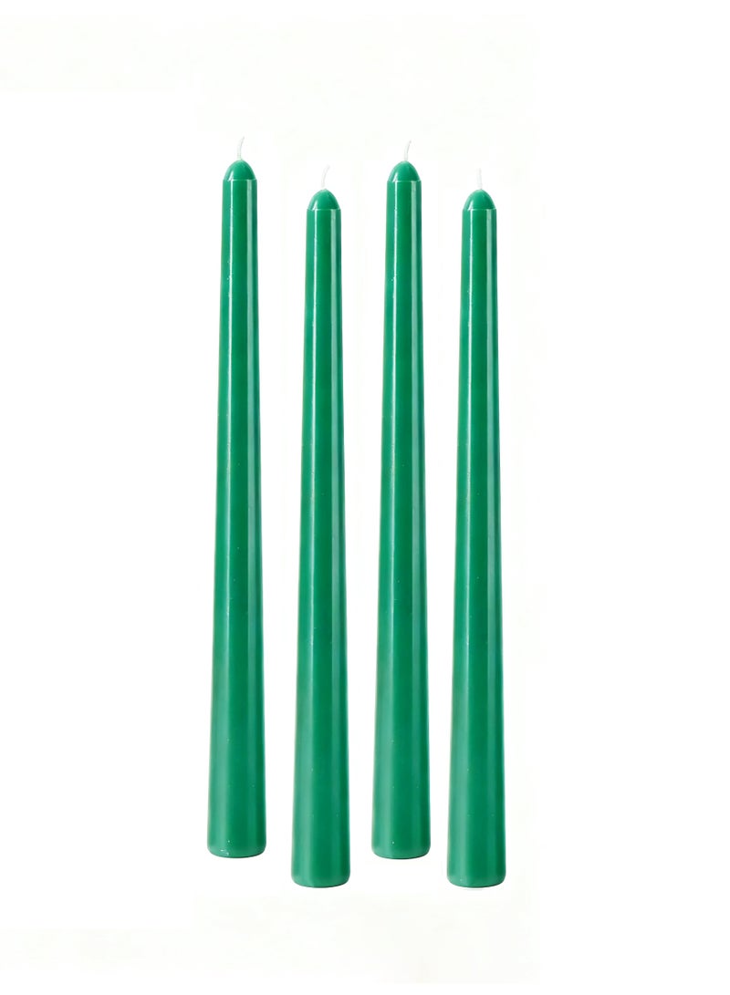 Taper Candles 10 Inch Dark Green Set of 4 Unscented, Dripless, Smokeless Long Tall Tapered Candlesticks Wedding Home Decor Dinner Natural Color Series - Image 4