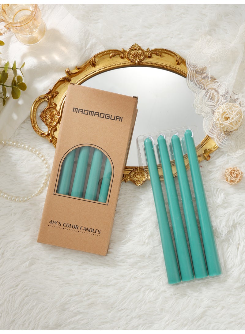 Taper Candles 10 Inch Dark Green Set of 4 Unscented, Dripless, Smokeless Long Tall Tapered Candlesticks Wedding Home Decor Dinner Natural Color Series - Image 5