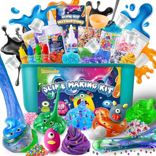 YOPINSAND Monster Slime Kit for Girls Galaxy Slime Making Kit for Girls Boys 312 Glimmer Crunchy DIY Slime Kit with Addins Foam Balls Charms GlittersParty Favors Gift Toys for Kids - Image 1