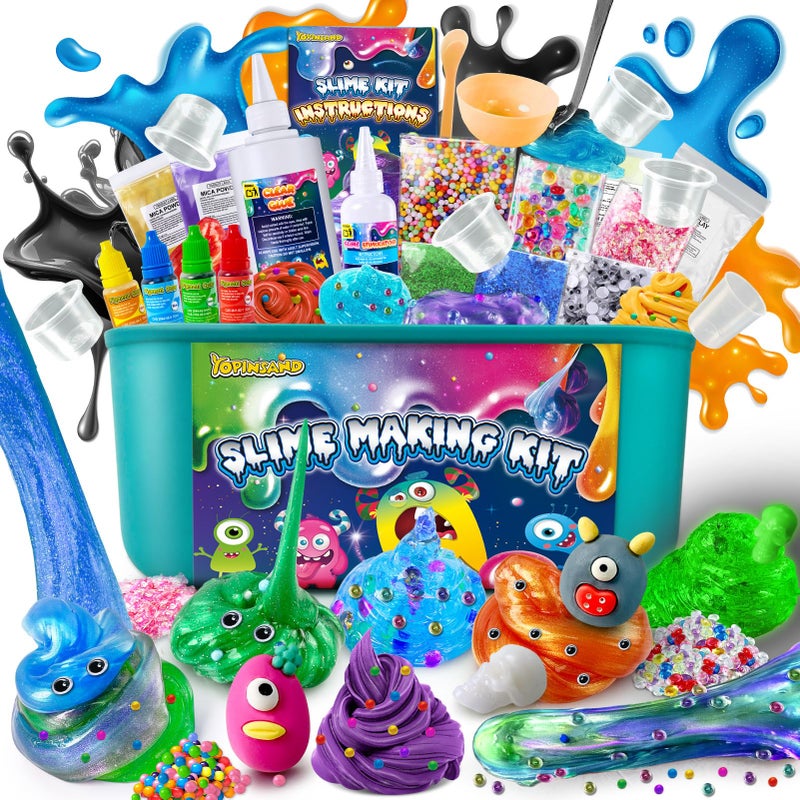 YOPINSAND Monster Slime Kit for Girls Galaxy Slime Making Kit for Girls Boys 312 Glimmer Crunchy DIY Slime Kit with Addins Foam Balls Charms GlittersParty Favors Gift Toys for Kids - Image 3