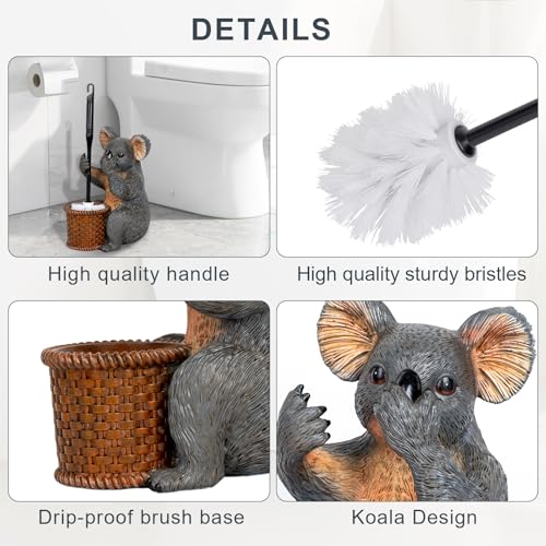 ZQQLITE Toilet Brush Holder Set For Bathroom Super Cute Koala Base Solidly Toilet Bowl Brush And Holder Flexible And Durable Style Stylish Toilet Cleaner Brush Saving Storage Space Toilet Brushes For Bathroom - Image 5