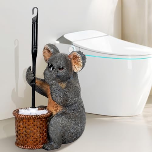 ZQQLITE Toilet Brush Holder Set For Bathroom Super Cute Koala Base Solidly Toilet Bowl Brush And Holder Flexible And Durable Style Stylish Toilet Cleaner Brush Saving Storage Space Toilet Brushes For Bathroom - Image 1