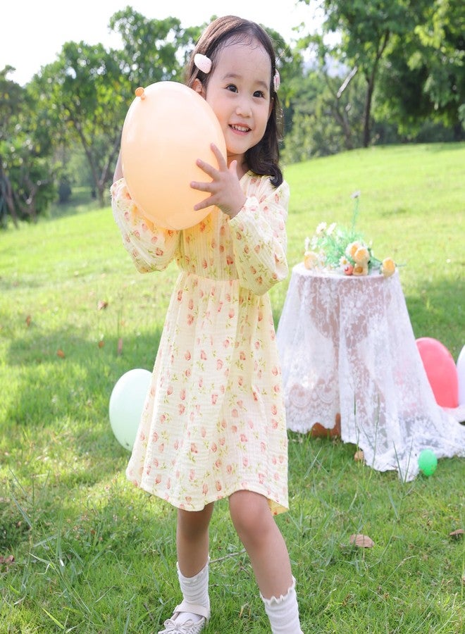 Beinou Toddler Fall Dress for Girls Long Sleeve Dress Baby Girls' Cotton Dresses Casual Spring Fall Outfits for Toddler, Beige, 3-4T - Image 2