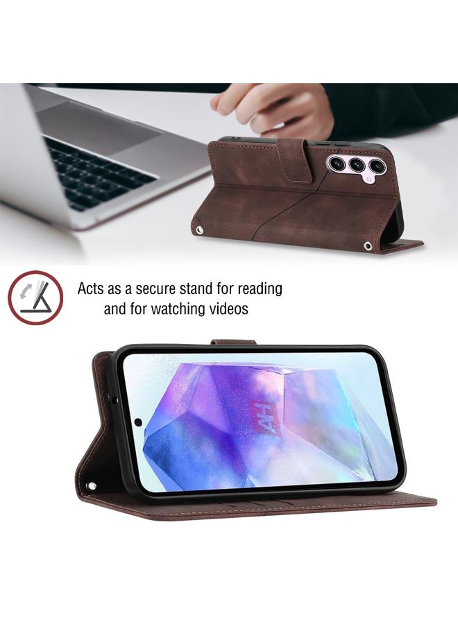 Zaboon Case For For Samsung Galaxy A55 Skin-feel Embossed Leather Phone Case - Image 5