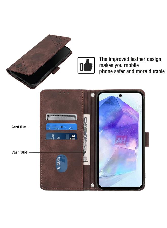Zaboon Case For For Samsung Galaxy A55 Skin-feel Embossed Leather Phone Case - Image 4
