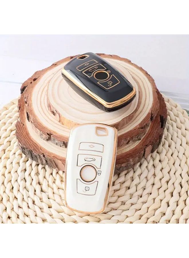 TPU Car Key Cover For BMW 1 3 5 7 Series Durable Remote Shell Fob In White Protects Vehicle Interior Easy Button Access Sleek Design Concealed Button Car Key Holder - Image 4