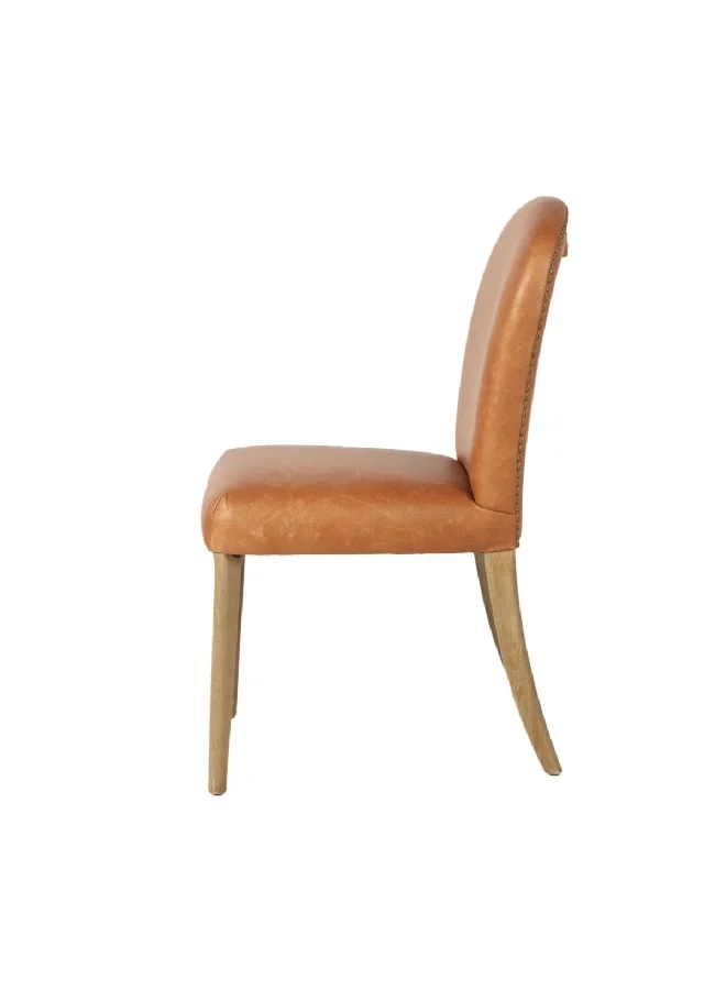 Micasa Premium Leather Upholstered Solid Back Dining Chair Brown 89 x 60 x 45.5 cm PJC725