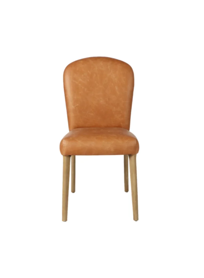 Micasa Premium Top Grain Leather Upholstered Solid Back Dining Chair Brown 89 x 60 x 45.5 cm PJC725