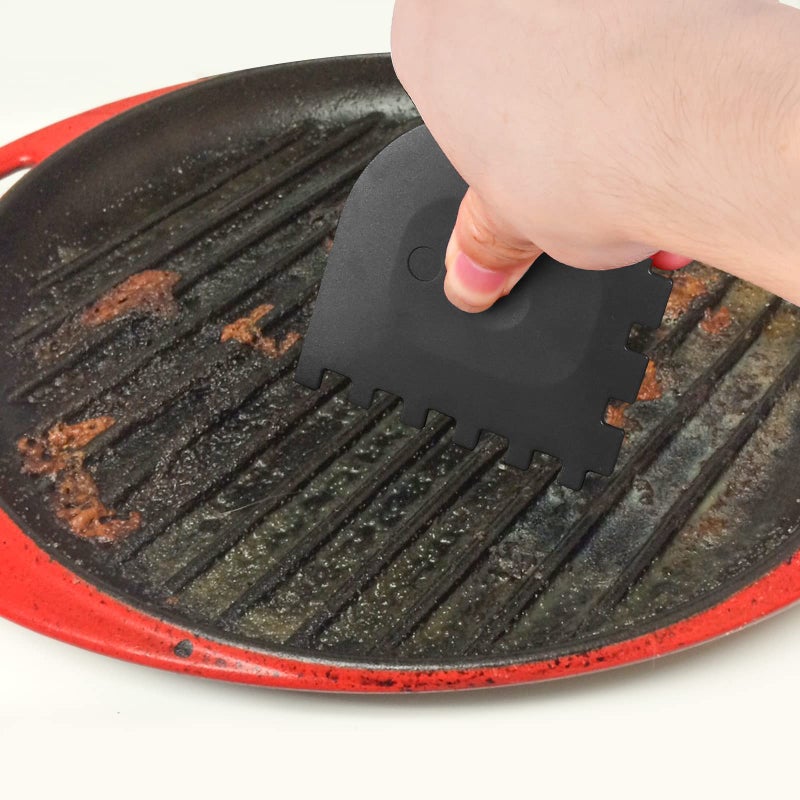 Azureblue 3 Set Plastic Grill Pan Scraper Tool for Griddle Cleaner, Cast Iron Accessories, Kitchen Cleaning Tool Kit - Image 3