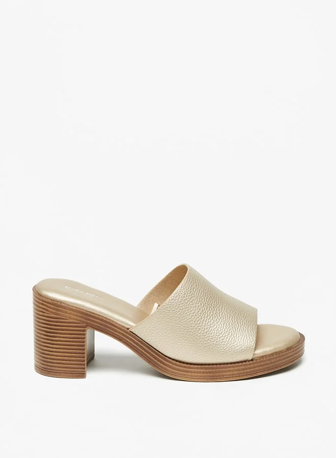 Flora Bella By Shoexpress Women's Textured Slip-On Sandals With Block Heels Ramadan Collection