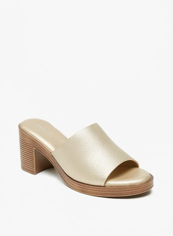 Flora Bella By Shoexpress Women's Textured Slip-On Sandals With Block Heels Ramadan Collection