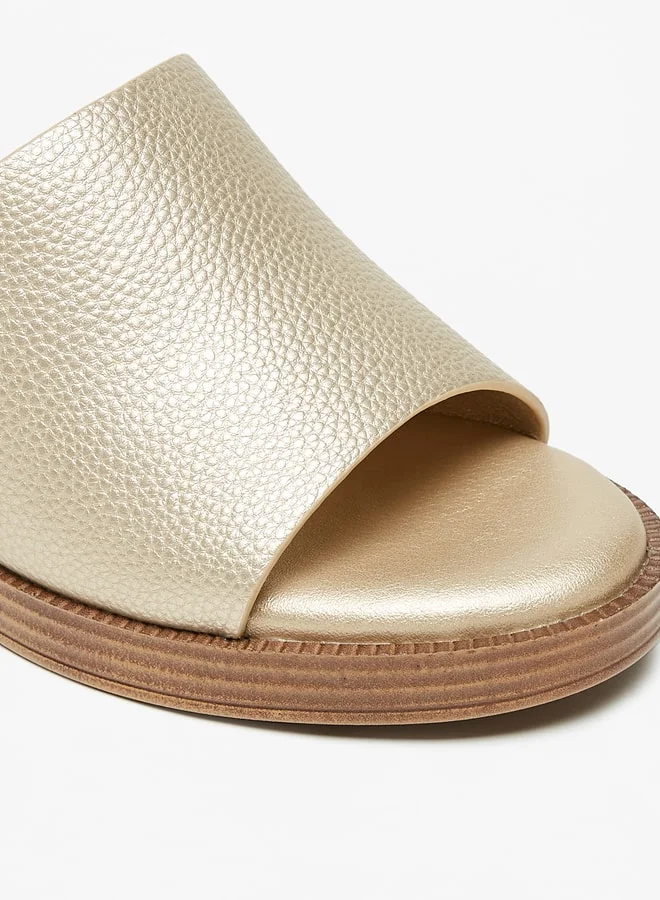 Flora Bella By Shoexpress Women's Textured Slip-On Sandals With Block Heels Ramadan Collection