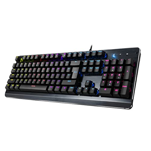 Inland ProHT Rainbow LED Backlit USB Wired Keyboard with Blue Switches,Durable ABS Keycaps/Anti-Ghosting/Spill-Resistant Mechanical Keyboard for PC Mac Xbox Gamer - Image 1