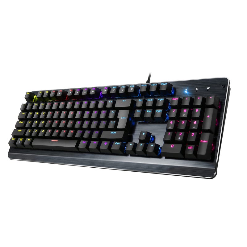 Inland ProHT Rainbow LED Backlit USB Wired Keyboard with Blue Switches,Durable ABS Keycaps/Anti-Ghosting/Spill-Resistant Mechanical Keyboard for PC Mac Xbox Gamer - Image 5