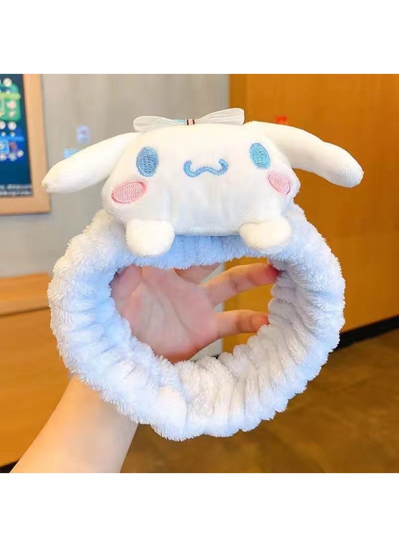 Generic Cute Sanrio Cinnamoroll Plush Hairband for Women Blue Cinnamon Dog Hair Band 