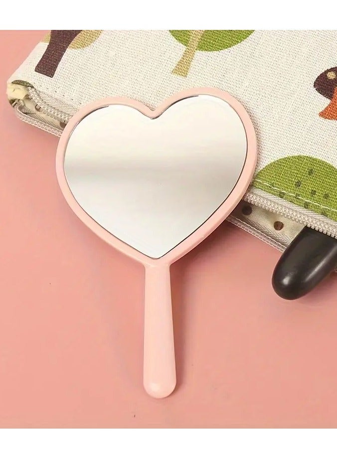 Rozino Portable Heart-Shaped Handheld Makeup Mirror - Compact, No-Battery Needed, Ideal for On-the-Go Touch-Ups & Travel - Image 1
