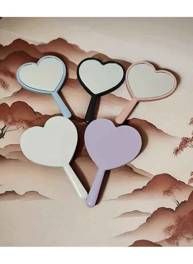 Rozino Portable Heart-Shaped Handheld Makeup Mirror - Compact, No-Battery Needed, Ideal for On-the-Go Touch-Ups & Travel - Image 3
