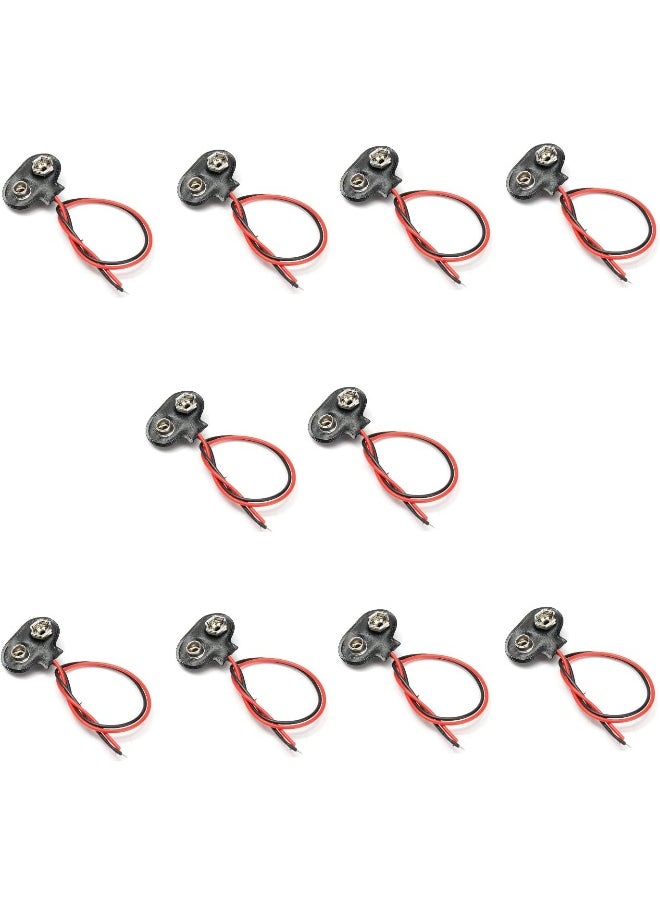 melfi Melfi 9V Battery Connector Clip with Lead Cord and Wires Holder â€“ Secure Power Transfer for Electronics for a wide range of electronic projects, experiments, and DIY applications (10 PCS)  - Image 1