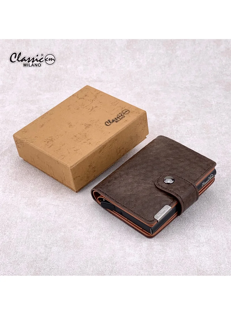 كلاسيك ميلانو محفظة Classic Milano من الجلد الصناعي مزودة بتقنية حجب RFID للرجال والنساء | حامل بطاقات بآلية إخراج تلقائية (Pop-Up) | محفظة لحفظ بطاقات الائتمان للرجال والنساء