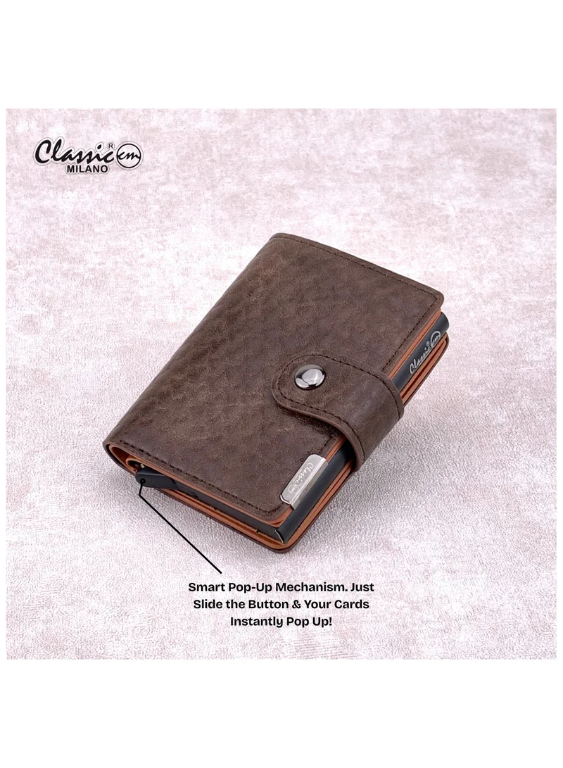 Classic Milano Dark Brown (W-956-2#-1556) Classic Milano RFID Blocking Faux Leather Wallet for Men and Women | Card Holder Wallet Pop-up, Credit Card Holder for Men | Wallet for Men & Women’s Card Wallet for Men | Best Price UAE