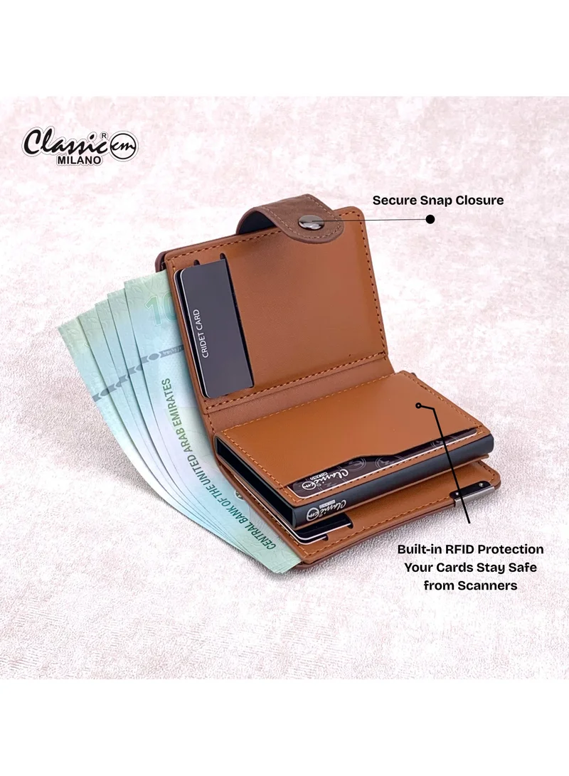 Classic Milano Dark Brown (W-956-2#-1556) Classic Milano RFID Blocking Faux Leather Wallet for Men and Women | Card Holder Wallet Pop-up, Credit Card Holder for Men | Wallet for Men & Women’s Card Wallet for Men | Best Price UAE