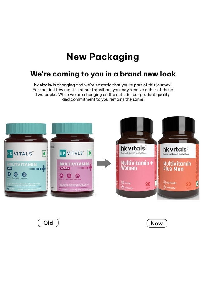 HEALTHKART هيلث كارت hk فيتالز متعدد الفيتامينات بلس للنساء والرجال (2x30 قرص) حزمة كومبو | للطاقة، المناعة، الأمعاء، القلب، المفاصل وصحة الجلد - Image 2