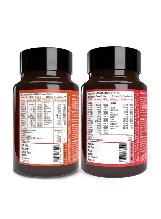 HEALTHKART هيلث كارت hk فيتالز متعدد الفيتامينات بلس للنساء والرجال (2x30 قرص) حزمة كومبو | للطاقة، المناعة، الأمعاء، القلب، المفاصل وصحة الجلد - Image 3