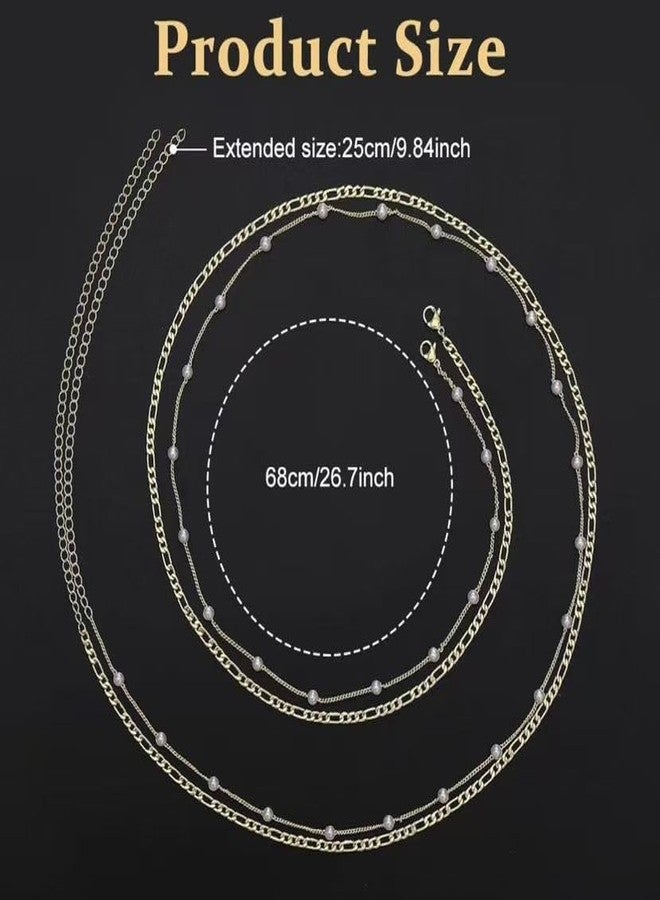FICTIOUS 2pcs Women's Gold Stylish Waist Chain Waist - Saree Gold Plated Belly Chain Pearl Layered Body Hip Chain for the Waist Ladies Body Jewellery - Image 3