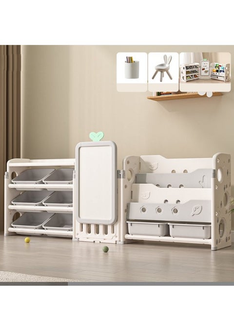 Baby Toy Storage Rack, Baby Toy Book Storage Organizer with 8 Plastic Bins, 4 Bookshelves and 1 Shelf, Suitable for Playroom, Bedroom, Nursery