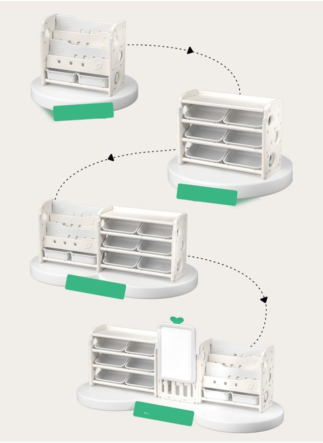Baby Toy Storage Rack, Baby Toy Book Storage Organizer with 8 Plastic Bins, 4 Bookshelves and 1 Shelf, Suitable for Playroom, Bedroom, Nursery